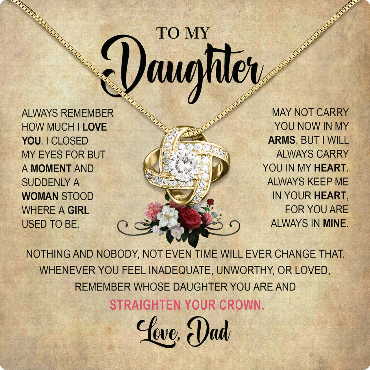 Daughter Necklace from Dad: A Piece of Your Heart for Her