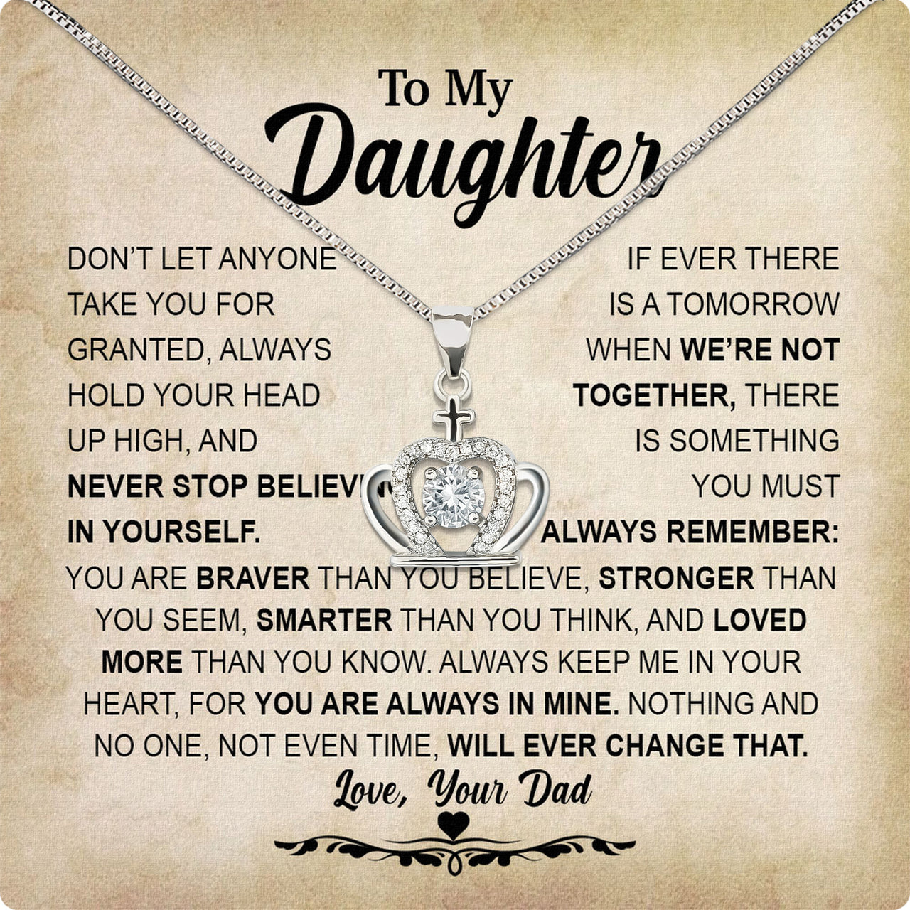 Daughter Necklace from Dad: A Piece of Your Heart for Her