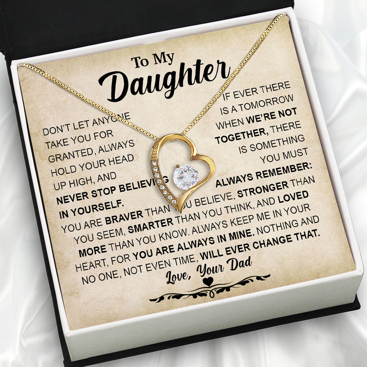 Daughter Necklace from Dad: A Piece of Your Heart for Her