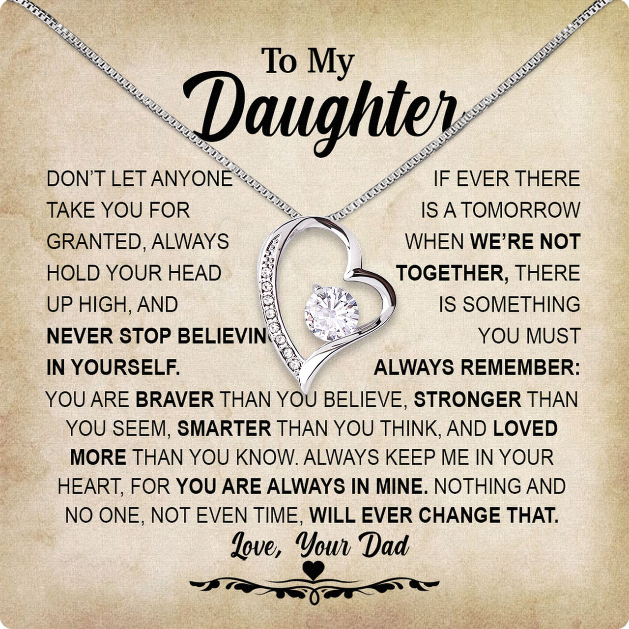 Daughter Necklace from Dad: A Piece of Your Heart for Her