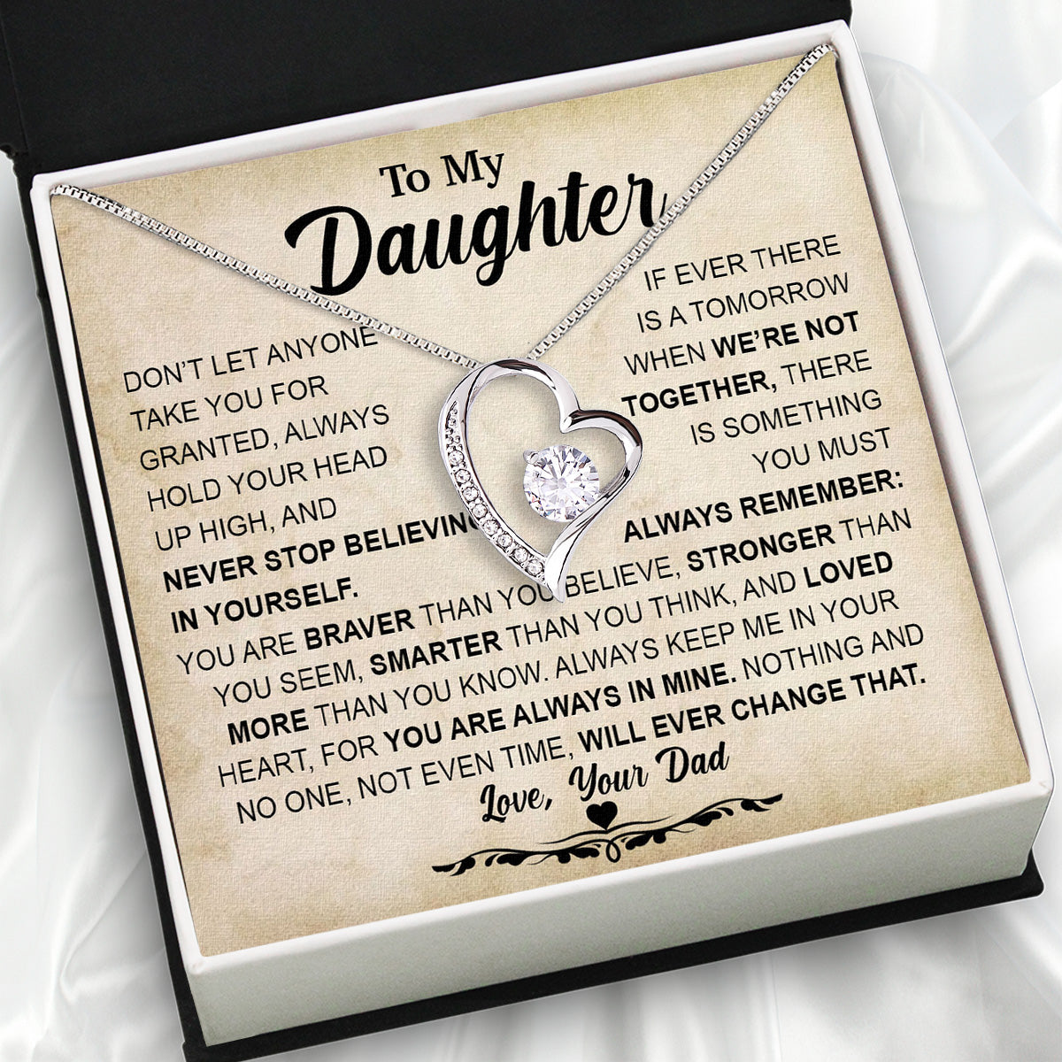 Daughter Necklace from Dad: A Piece of Your Heart for Her