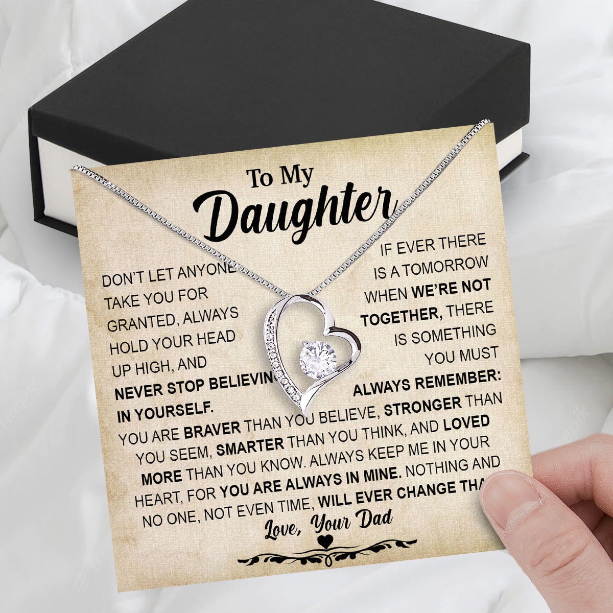 Daughter Necklace from Dad: A Piece of Your Heart for Her