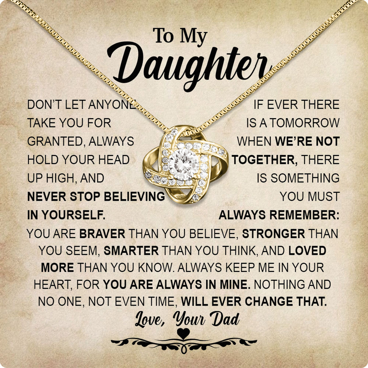 Daughter Necklace from Dad: A Piece of Your Heart for Her