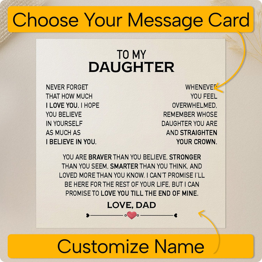 To My Daughter Necklace From Dad With Message Card - Love You Till the End of Mine