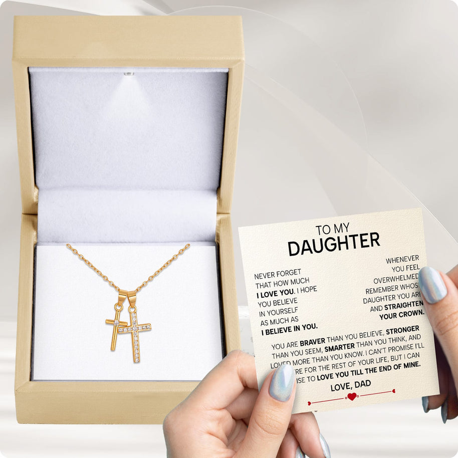 To My Daughter Cross Necklace From Dad With Heartfelt Message - Unique Jewelry For Daughter - Love You Till The End