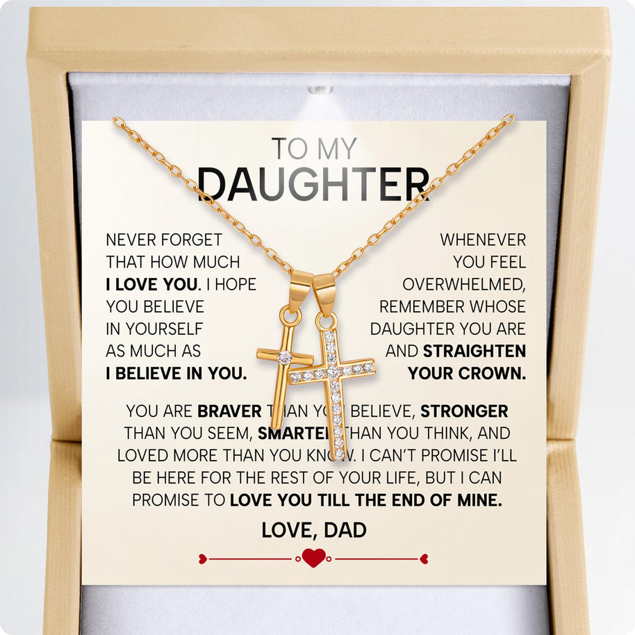 To My Daughter Cross Necklace From Dad With Heartfelt Message - Unique Jewelry For Daughter - Love You Till The End