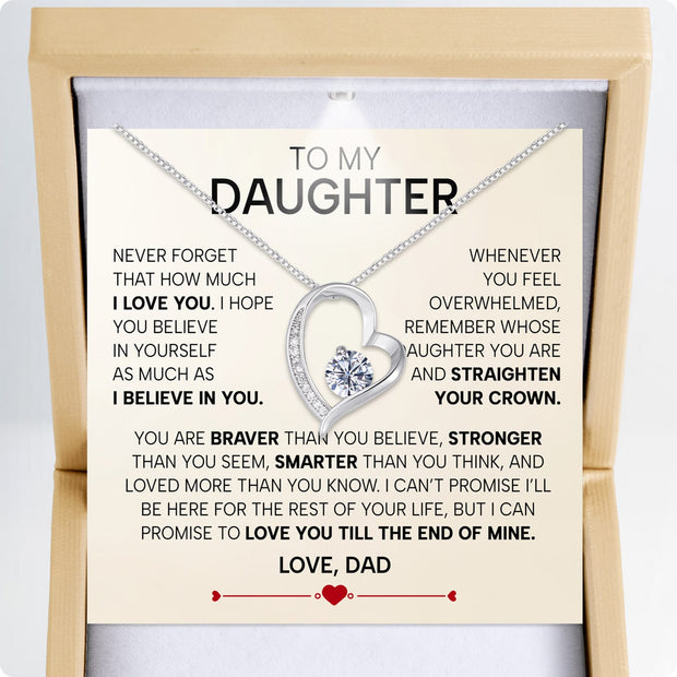 To My Daughter Necklace From Dad With Heartfelt Message - Unique Jewelry For Daughter - Love You Till The End