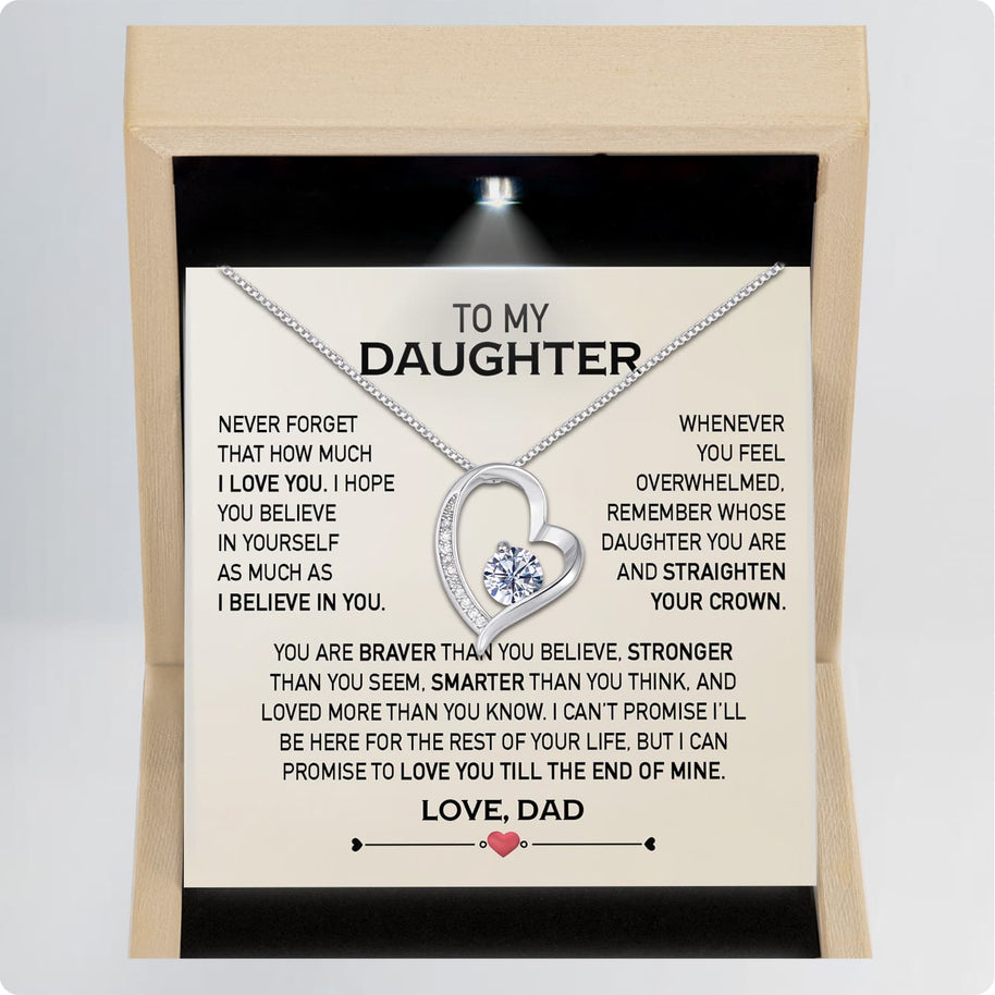To My Daughter Necklace From Dad With Message Card - Love You Till the End of Mine