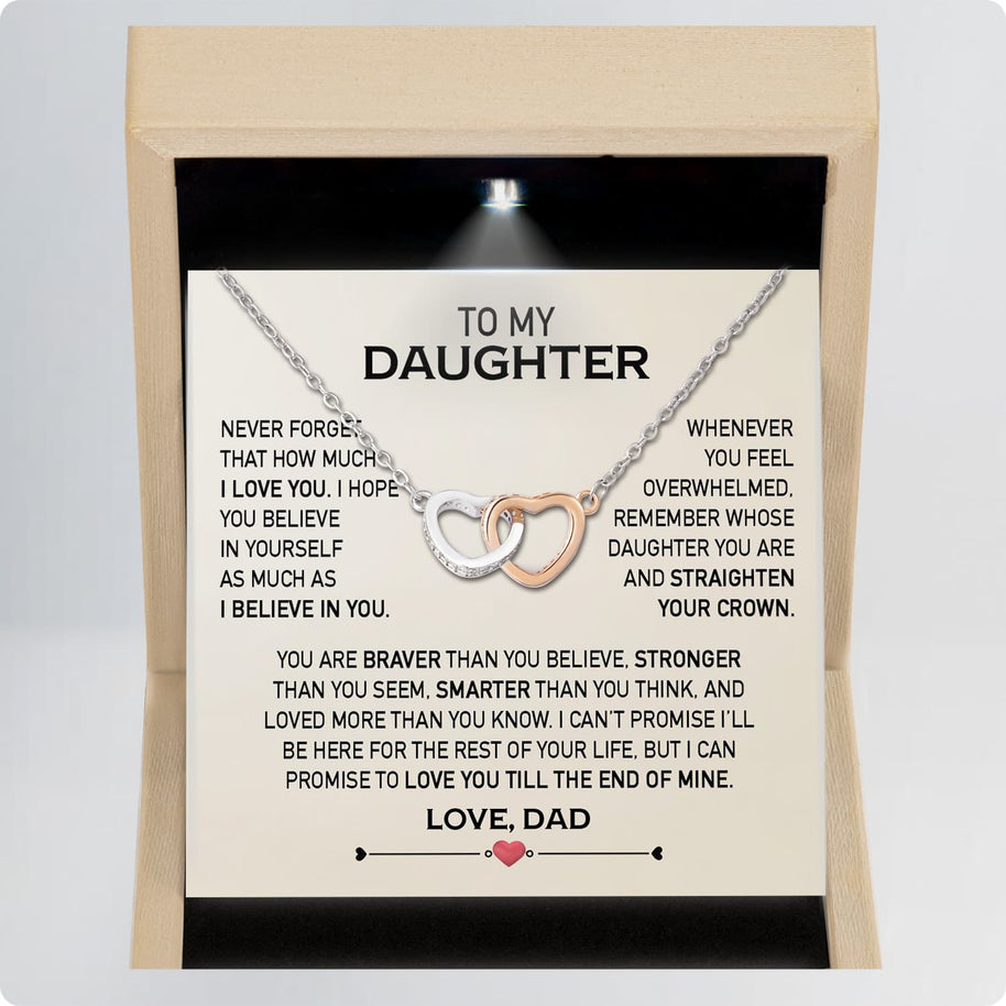 To My Daughter Necklace From Dad With Message Card - Love You Till the End of Mine