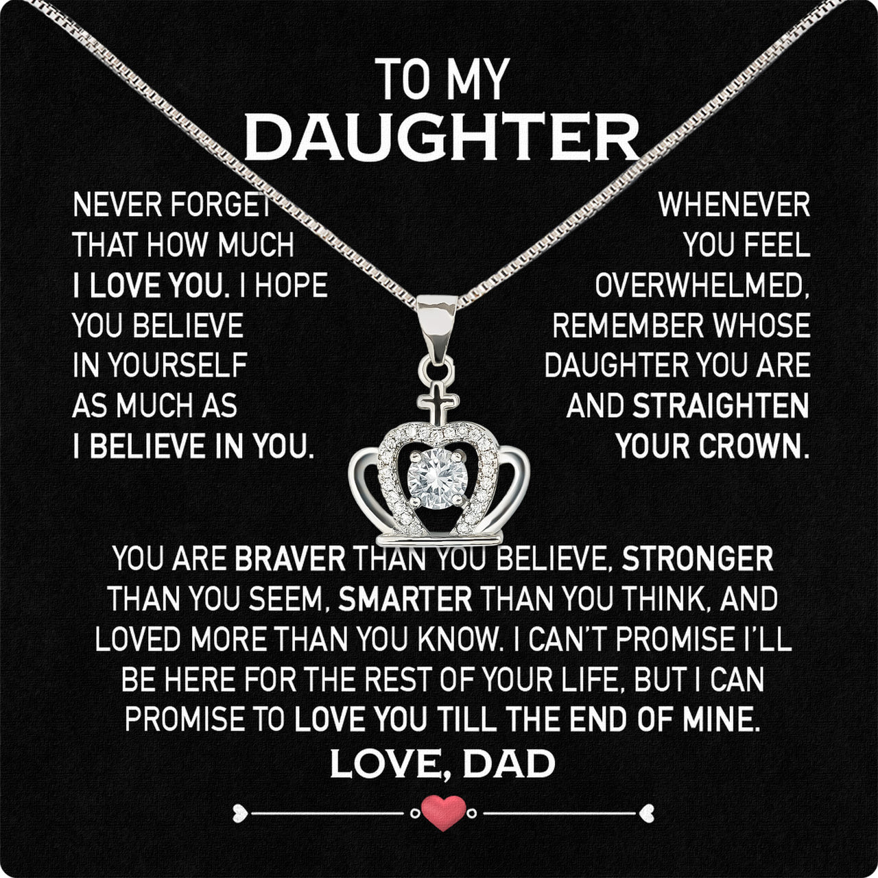 Daughter Necklace from Dad: A Piece of Your Heart for Her