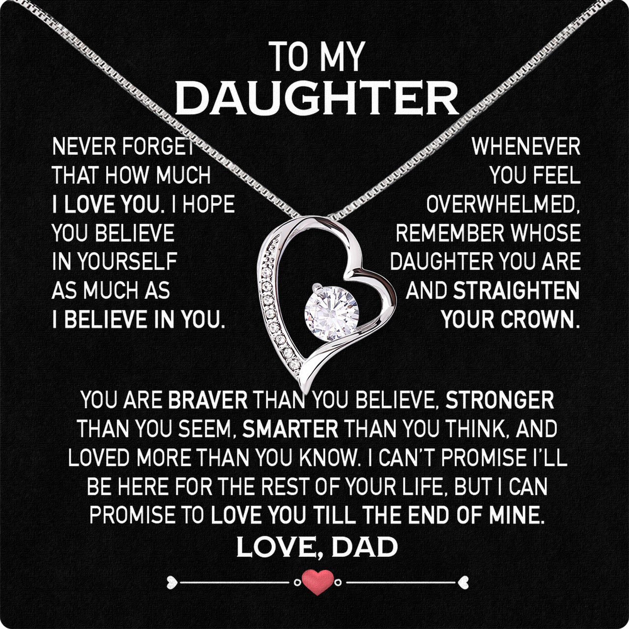 Daughter Necklace from Dad: A Piece of Your Heart for Her