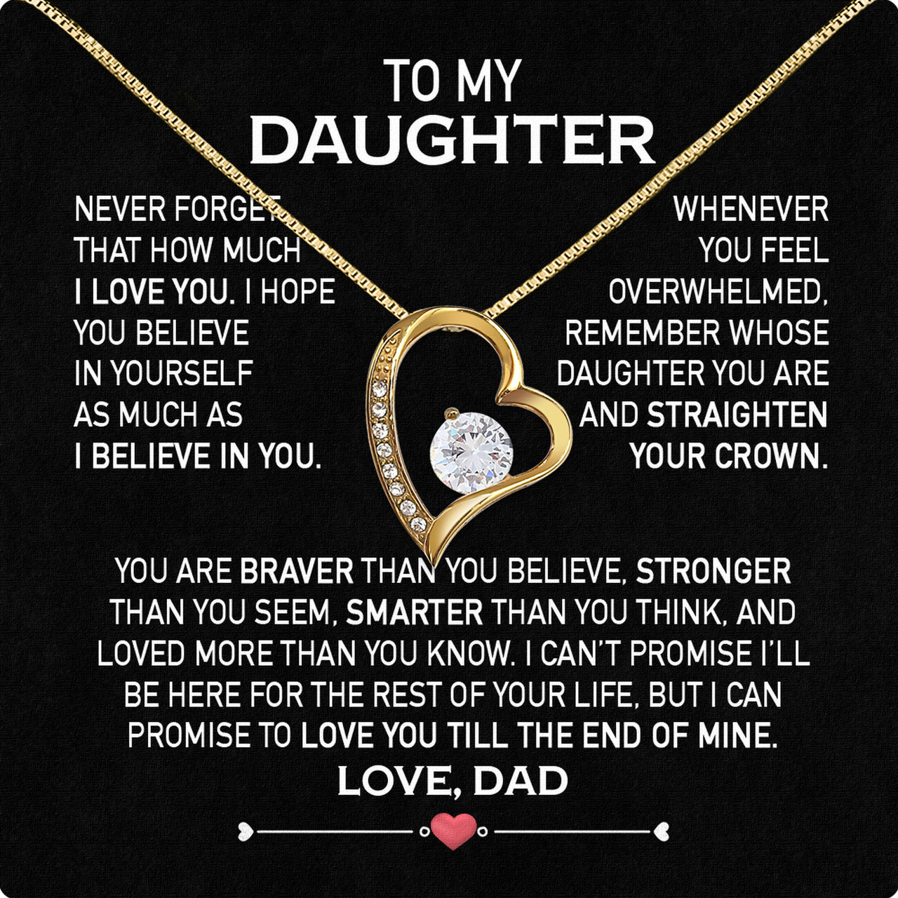 Daughter Necklace from Dad: A Piece of Your Heart for Her