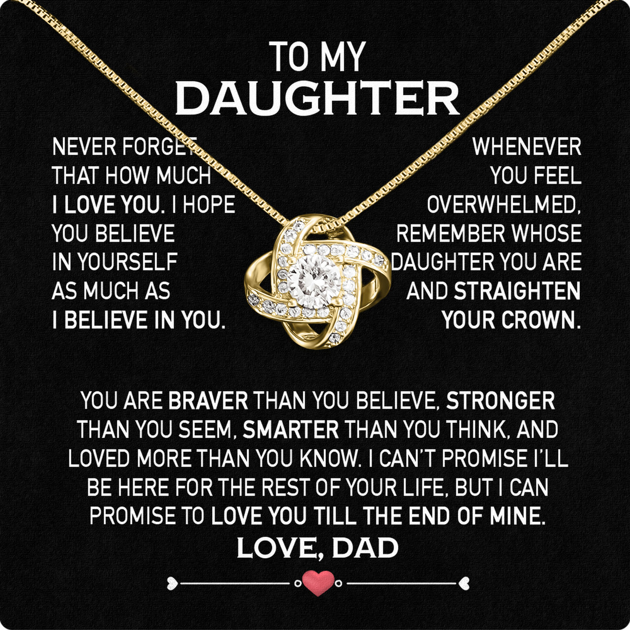 Daughter Necklace from Dad: A Piece of Your Heart for Her