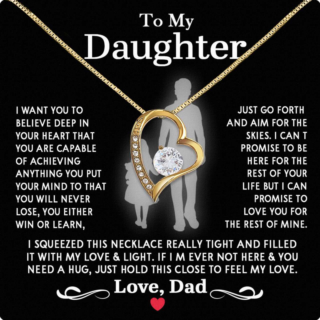 Daughter Necklace from Dad: A Piece of Your Heart for Her