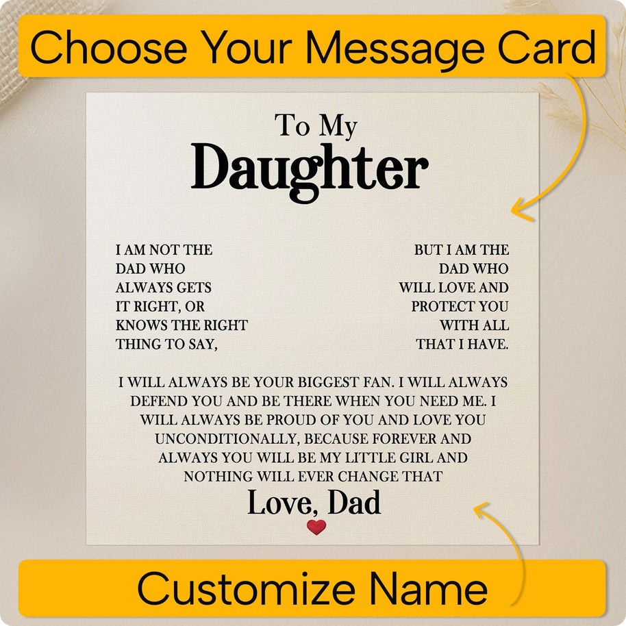 To My Daughter Necklace From Dad With Message Card - Unconditional Love from Dad