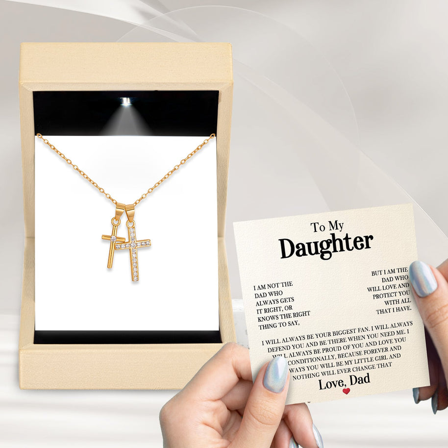 To My Daughter Necklace From Dad With Message Card - Unconditional Love from Dad