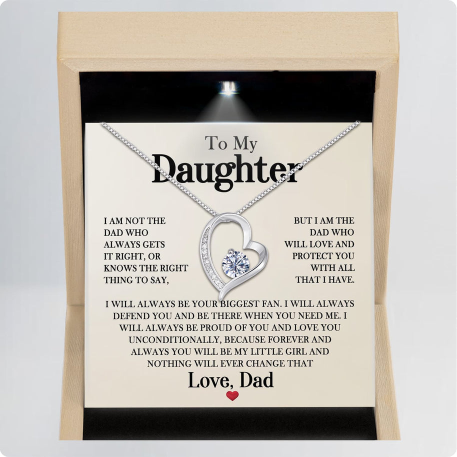 To My Daughter Necklace From Dad With Message Card - Unconditional Love from Dad