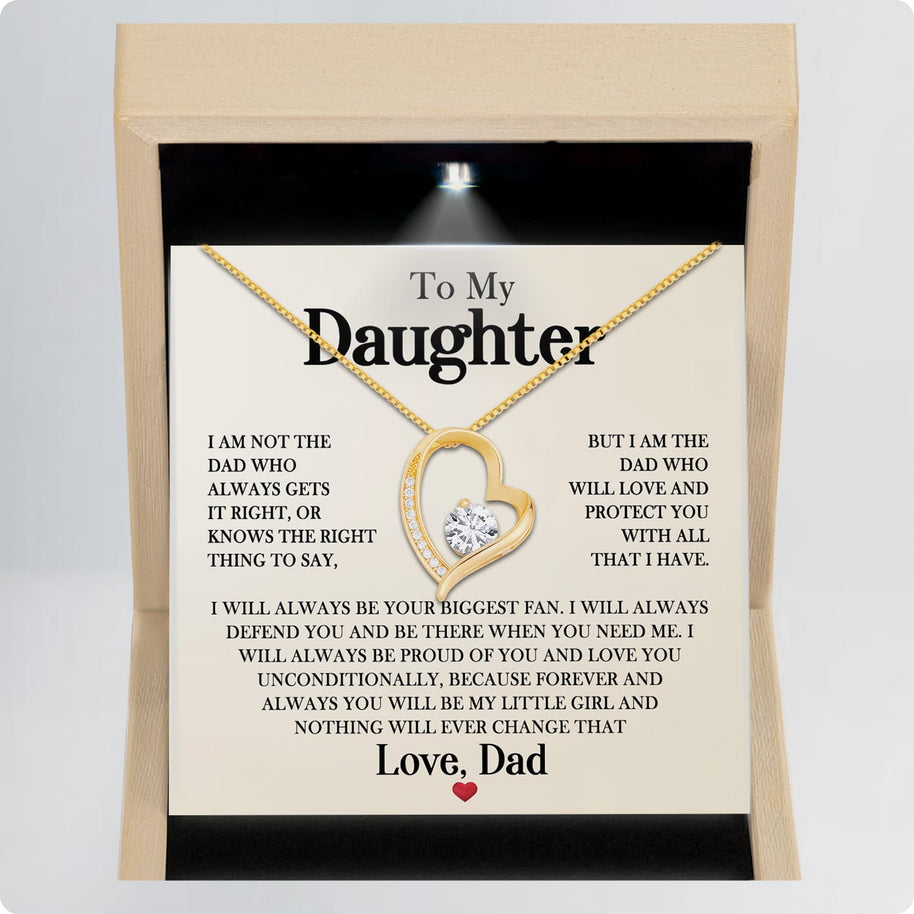 To My Daughter Necklace From Dad With Message Card - Unconditional Love from Dad