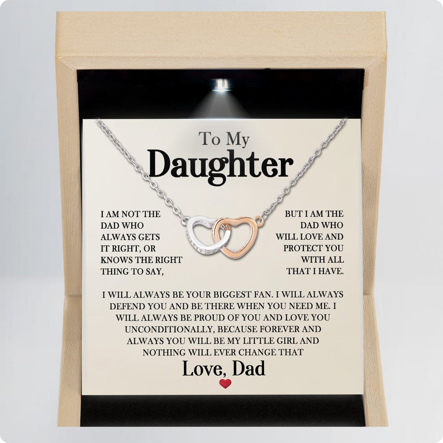 To My Daughter Necklace From Dad With Message Card - Unconditional Love from Dad