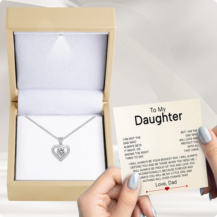 To My Daughter Heart Necklace From Dad With Heartfelt Message - Unique Jewelry For Daughter - Proud of You