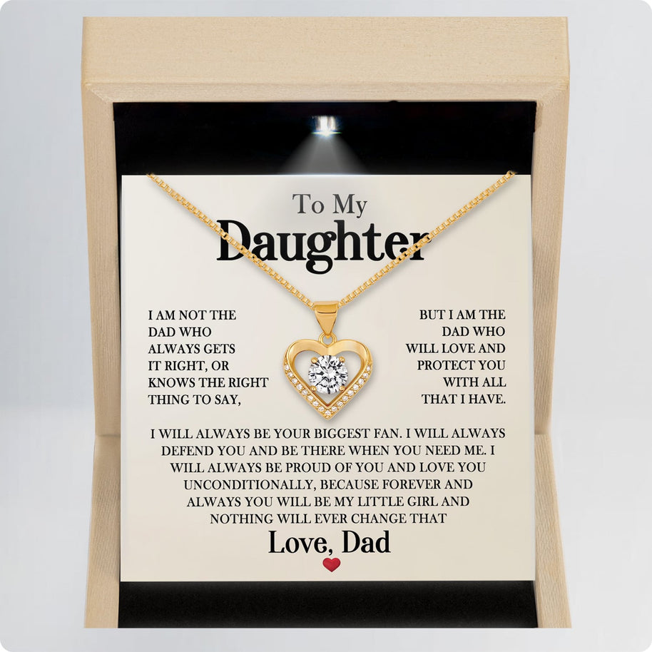 To My Daughter Necklace From Dad With Message Card - Unconditional Love from Dad