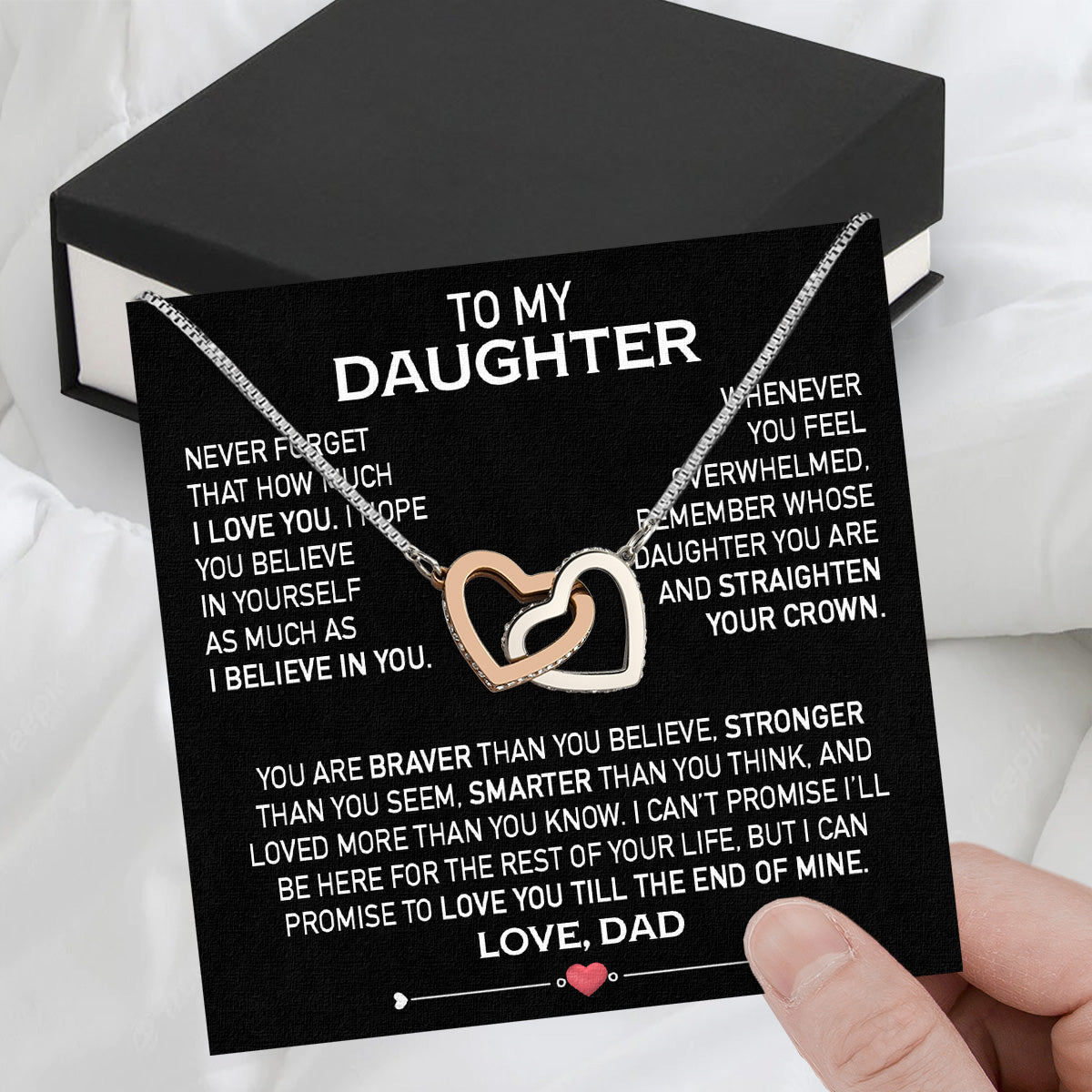 To My Daughter Necklace From Dad With Heartfelt Message Card, Jewelry For Daughter, Daughter Gift From Dad On Birthday, Wedding, Christmas, Graduation