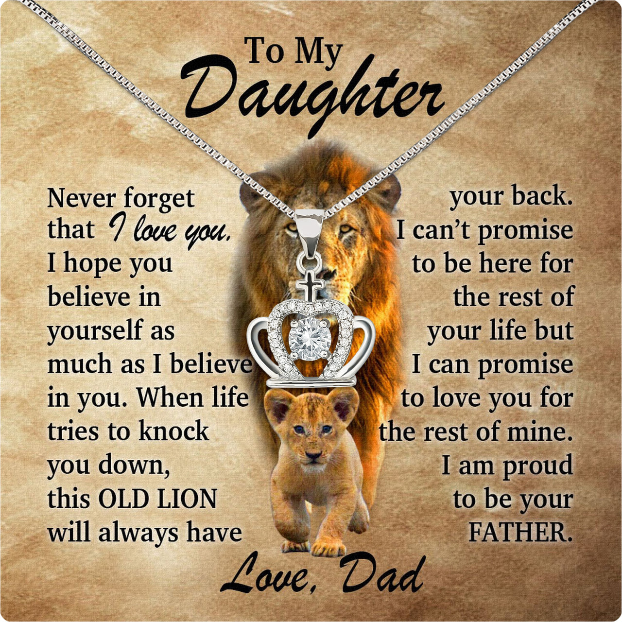 To My Daughter Necklace From Dad With Heartfelt Message Card, Jewelry For Daughter, Daughter Gift From Dad On Birthday, Wedding, Christmas, Graduation