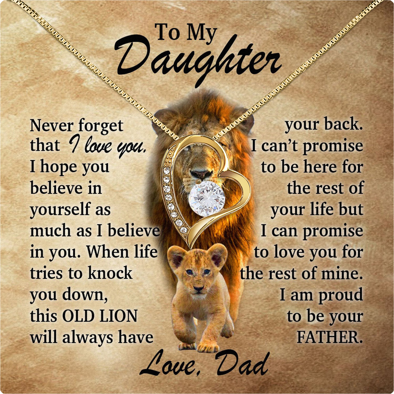 To My Daughter Necklace From Dad With Heartfelt Message Card, Jewelry For Daughter, Daughter Gift From Dad On Birthday, Wedding, Christmas, Graduation