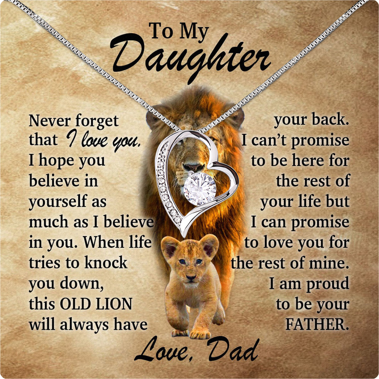 To My Daughter Necklace From Dad With Heartfelt Message Card, Jewelry For Daughter, Daughter Gift From Dad On Birthday, Wedding, Christmas, Graduation