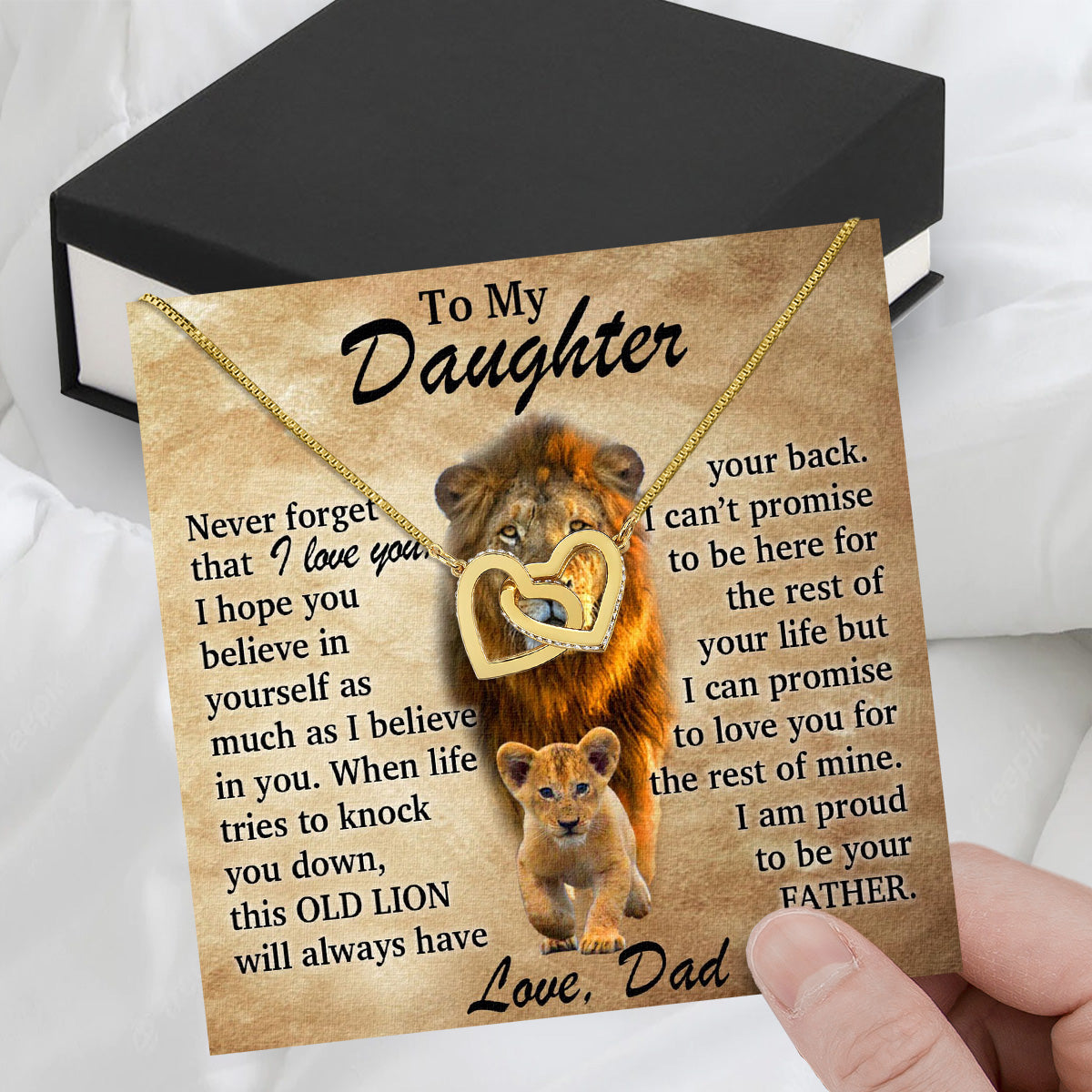 To My Daughter Necklace From Dad With Heartfelt Message Card, Jewelry For Daughter, Daughter Gift From Dad On Birthday, Wedding, Christmas, Graduation