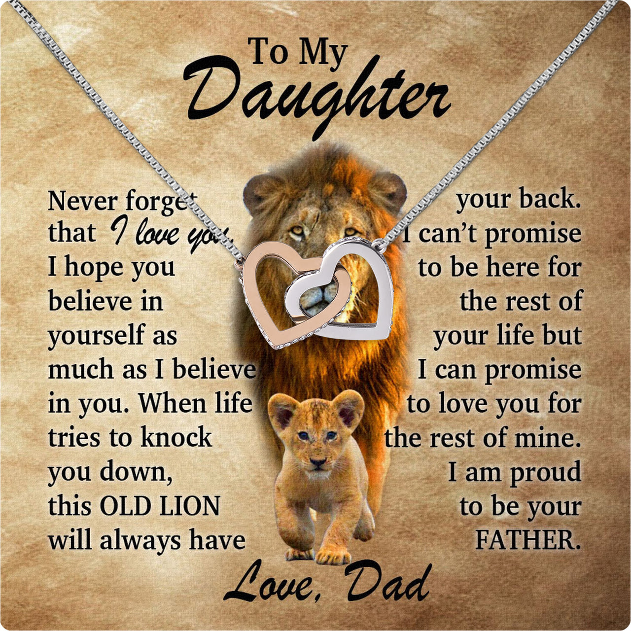 To My Daughter Necklace From Dad With Heartfelt Message Card, Jewelry For Daughter, Daughter Gift From Dad On Birthday, Wedding, Christmas, Graduation