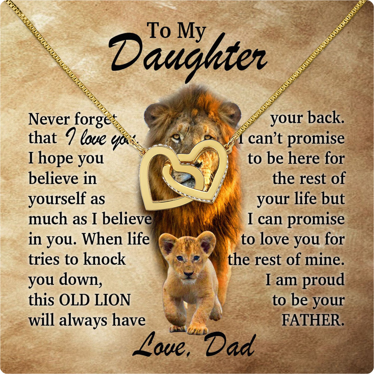 To My Daughter Necklace From Dad With Heartfelt Message Card, Jewelry For Daughter, Daughter Gift From Dad On Birthday, Wedding, Christmas, Graduation