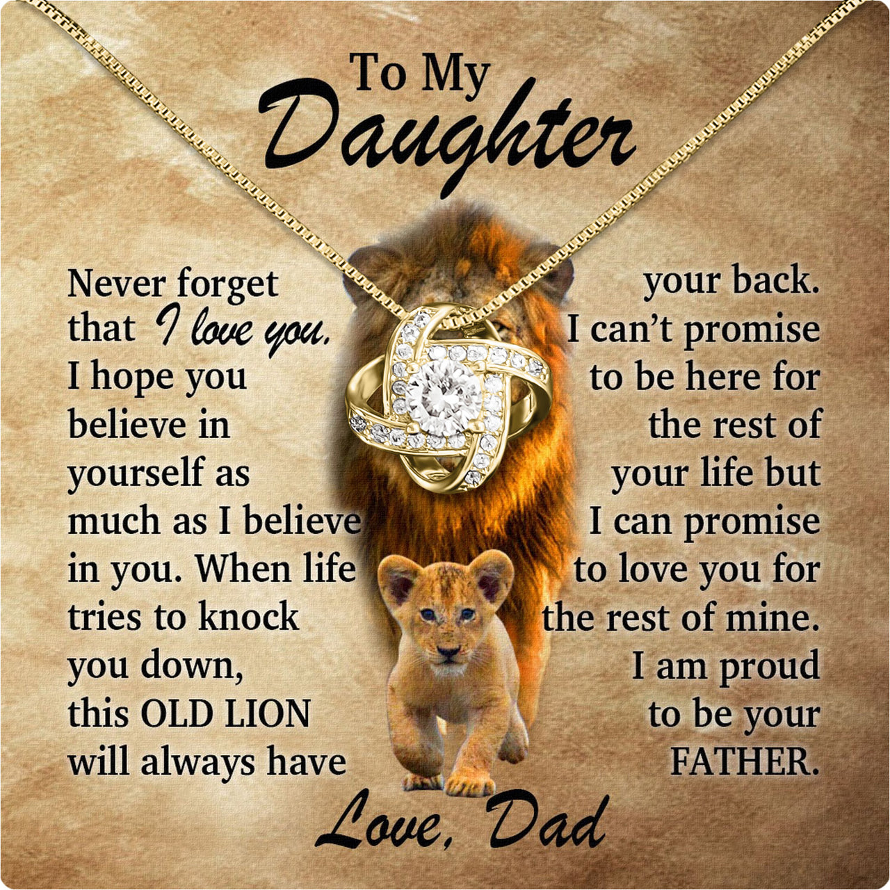 To My Daughter Necklace From Dad With Heartfelt Message Card, Jewelry For Daughter, Daughter Gift From Dad On Birthday, Wedding, Christmas, Graduation