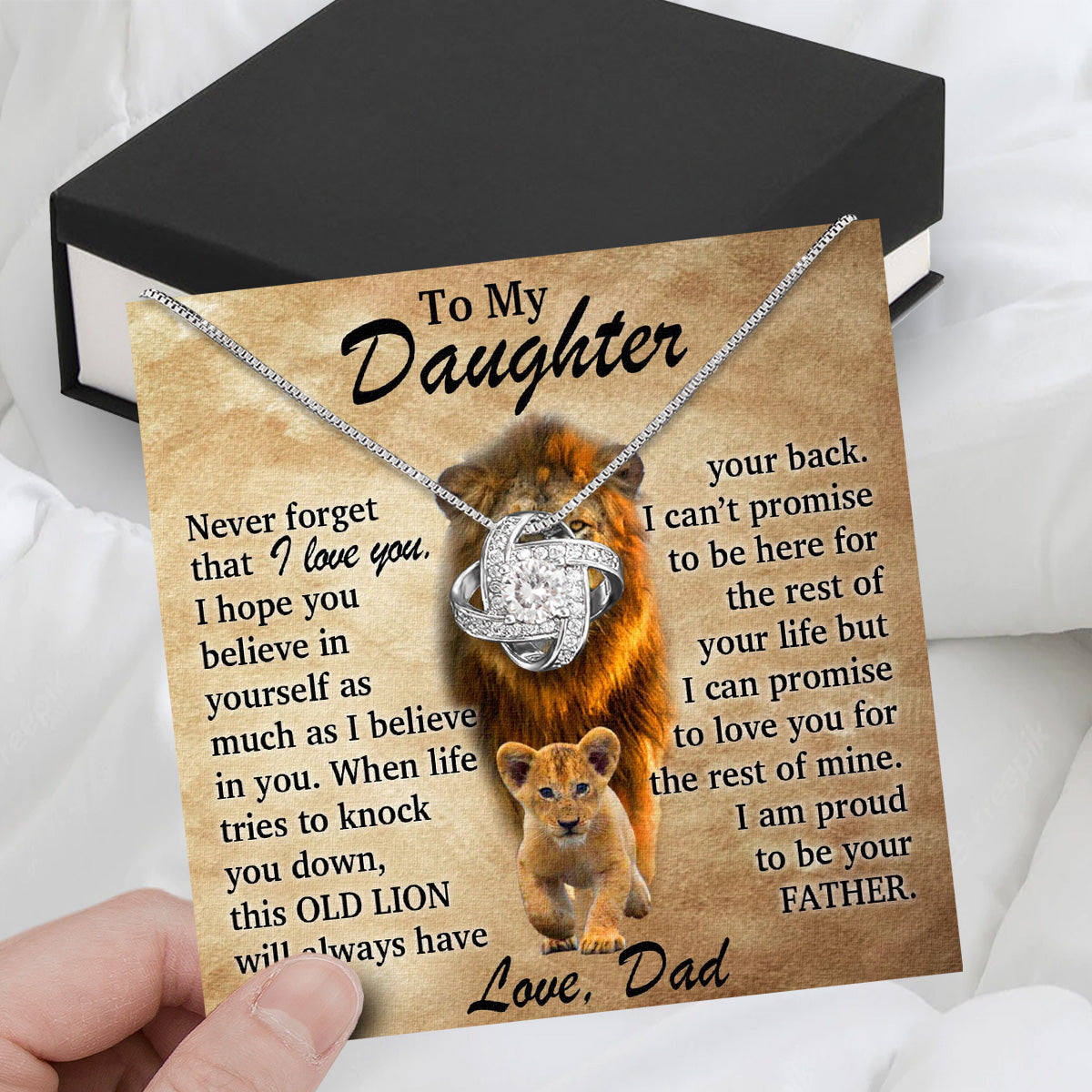 To My Daughter Necklace From Dad With Heartfelt Message Card, Jewelry For Daughter, Daughter Gift From Dad On Birthday, Wedding, Christmas, Graduation