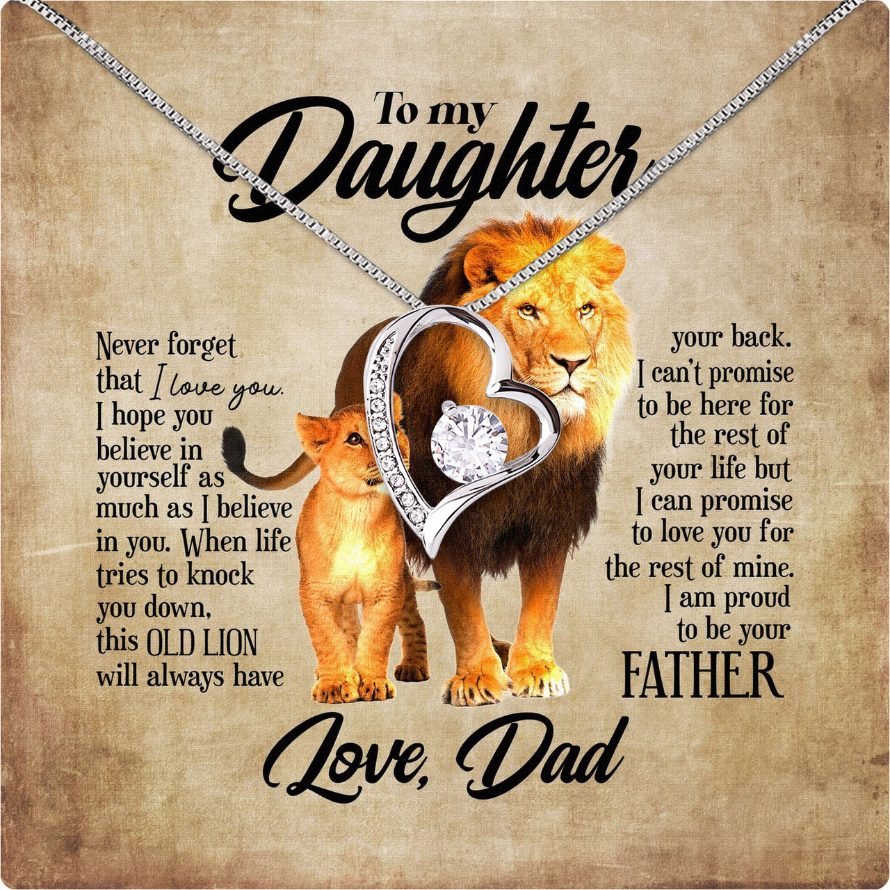 To My Daughter Necklace From Dad With Heartfelt Message Card, Jewelry For Daughter, Daughter Gift From Dad On Birthday, Wedding, Christmas, Graduation