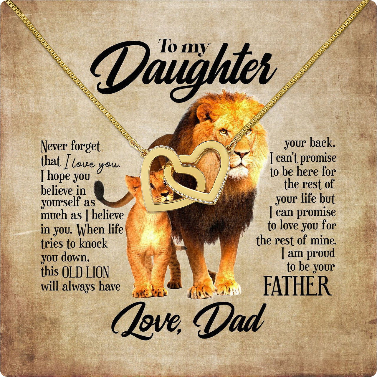 To My Daughter Necklace From Dad With Heartfelt Message Card, Jewelry For Daughter, Daughter Gift From Dad On Birthday, Wedding, Christmas, Graduation