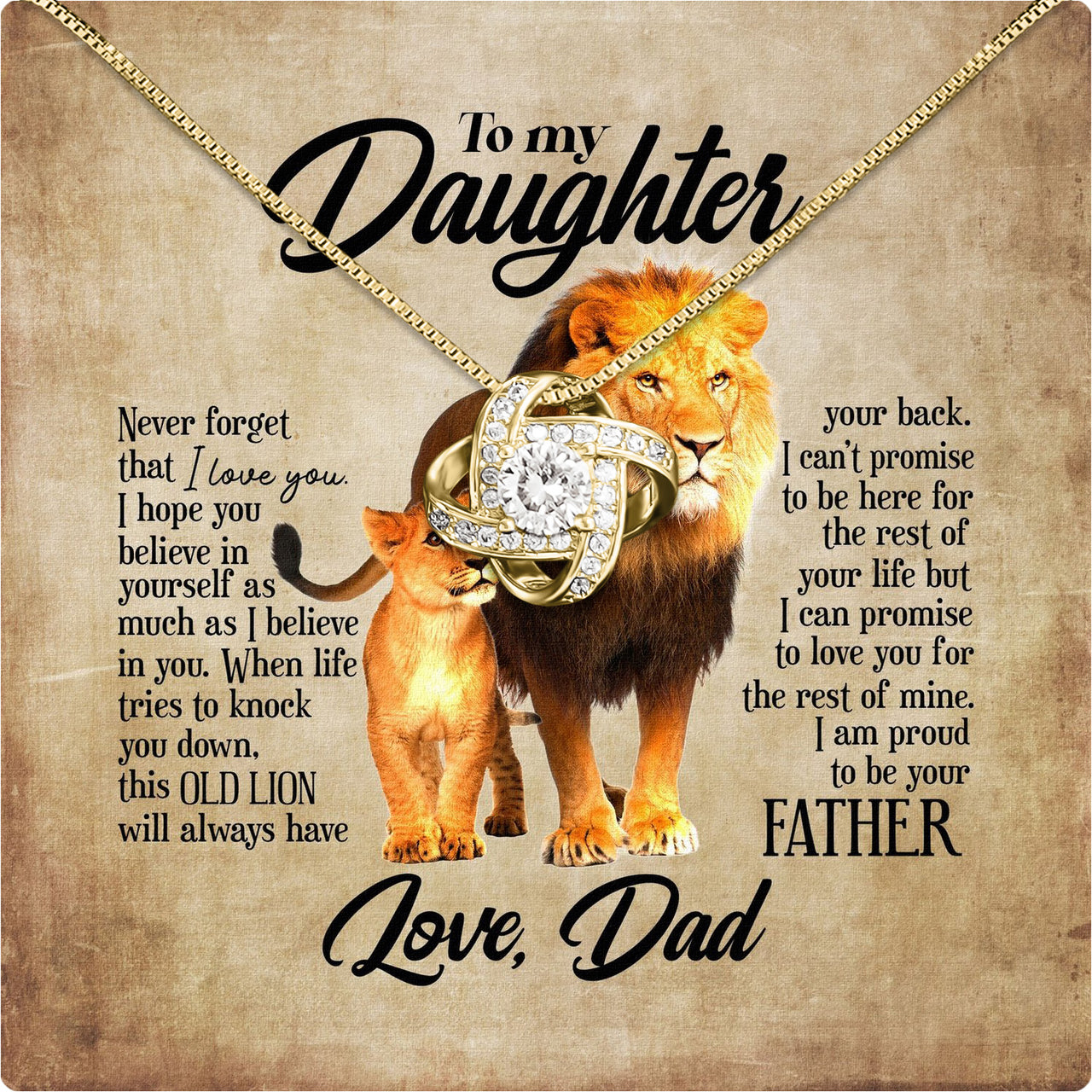 To My Daughter Necklace From Dad With Heartfelt Message Card, Jewelry For Daughter, Daughter Gift From Dad On Birthday, Wedding, Christmas, Graduation