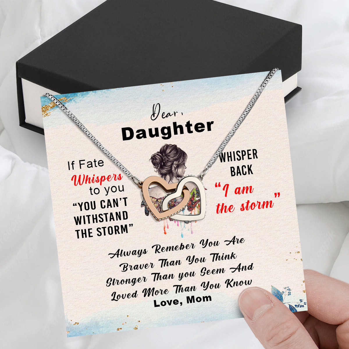 To My Daughter Necklace From Mom With Heartfelt Message Card, Jewelry For Daughter, Daughter Gift From Mom On Birthday, Wedding, Christmas, Graduation