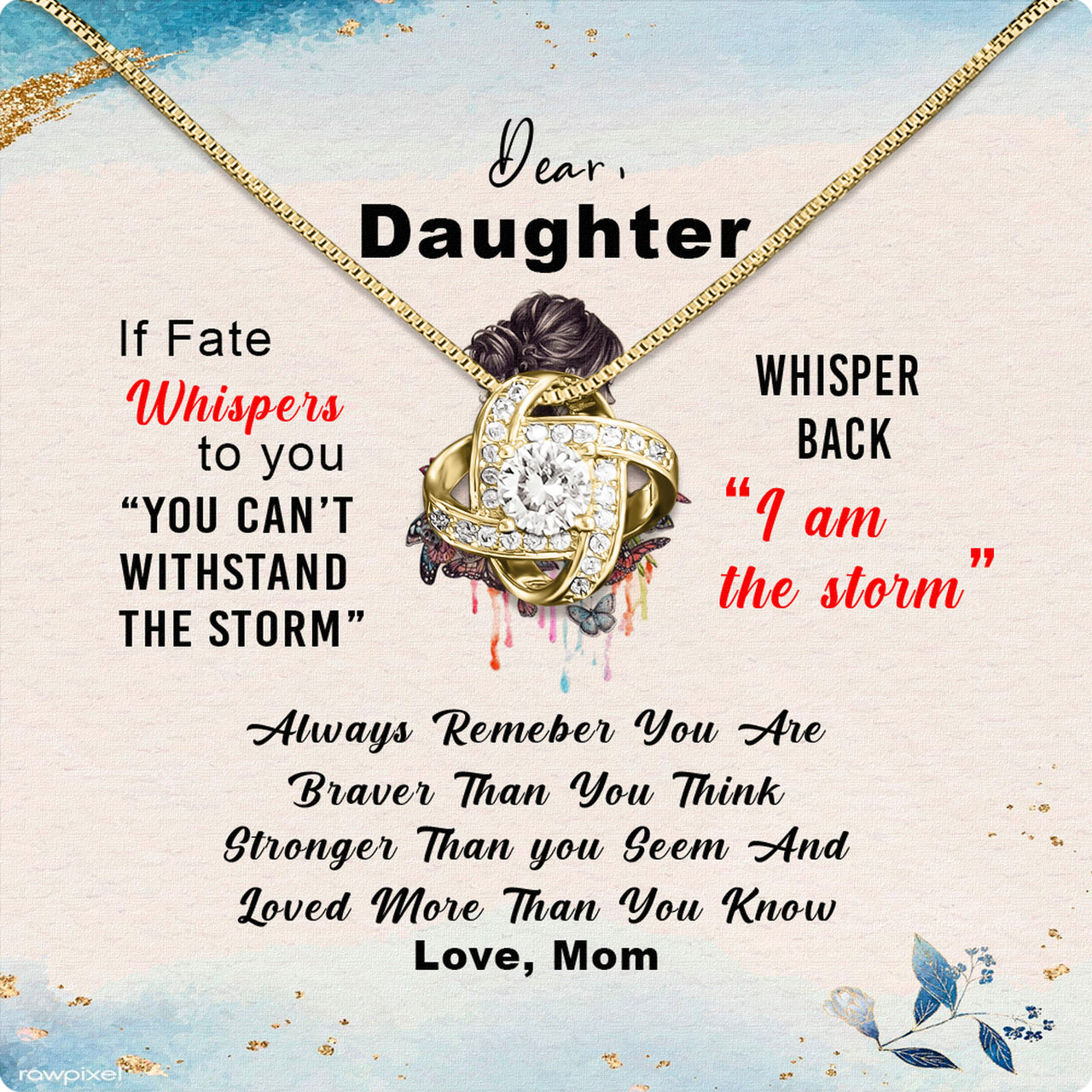 To My Daughter Necklace From Mom With Heartfelt Message Card, Jewelry For Daughter, Daughter Gift From Mom On Birthday, Wedding, Christmas, Graduation