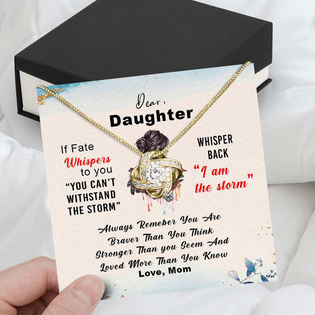 To My Daughter Necklace From Mom With Heartfelt Message Card, Jewelry For Daughter, Daughter Gift From Mom On Birthday, Wedding, Christmas, Graduation