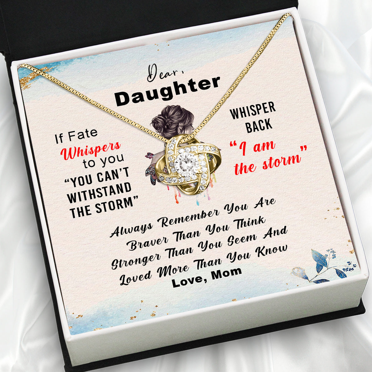 To My Daughter Necklace From Mom With Heartfelt Message Card, Jewelry For Daughter, Daughter Gift From Mom On Birthday, Wedding, Christmas, Graduation