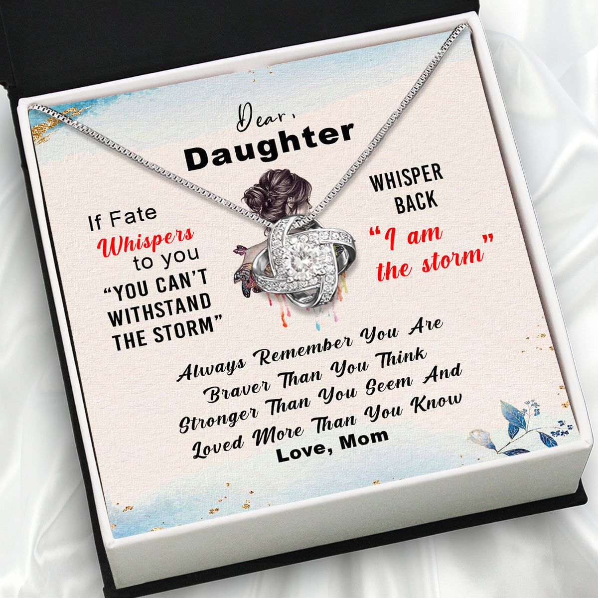 To My Daughter Necklace From Mom With Heartfelt Message Card, Jewelry For Daughter, Daughter Gift From Mom On Birthday, Wedding, Christmas, Graduation