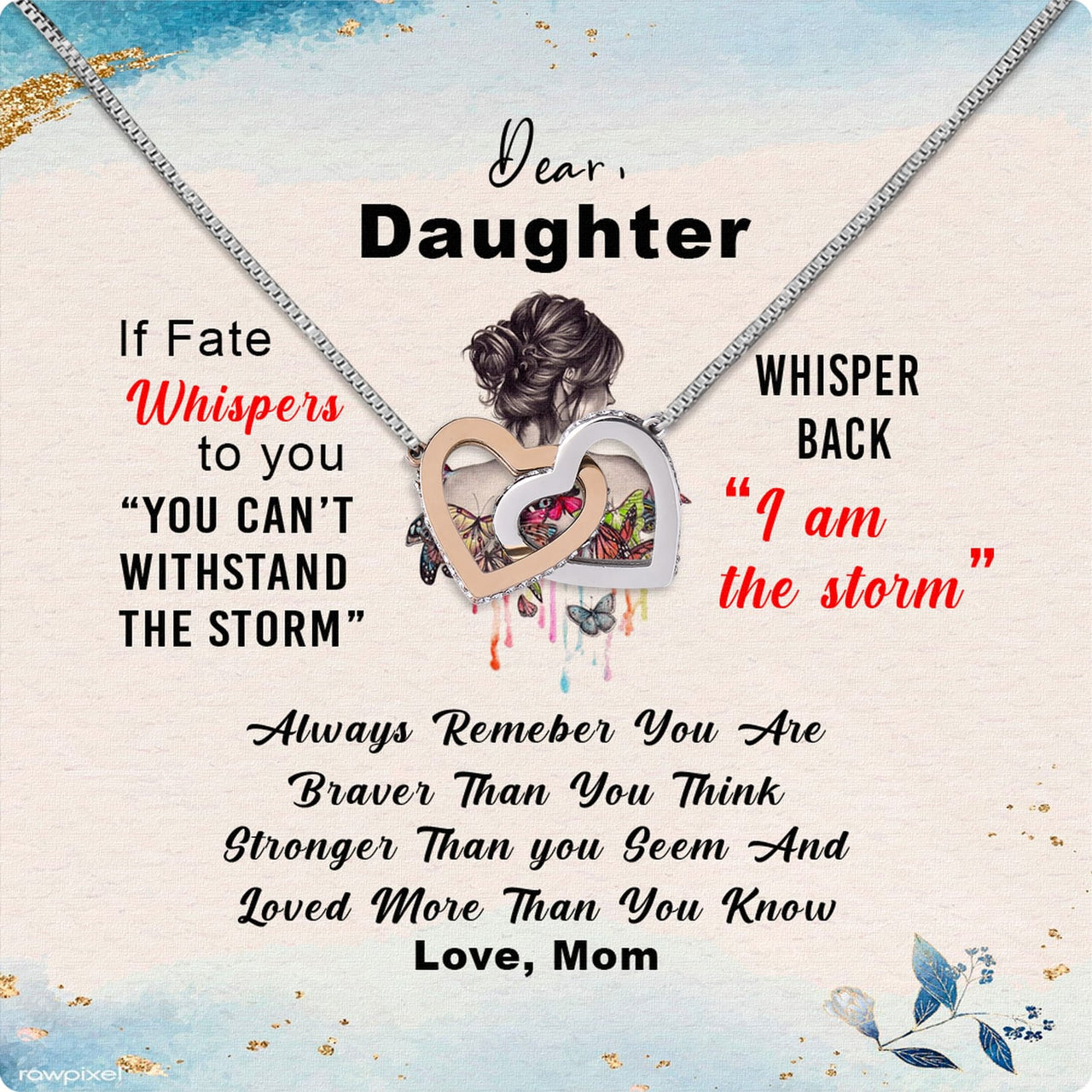 To My Daughter Necklace From Mom With Heartfelt Message Card, Jewelry For Daughter, Daughter Gift From Mom On Birthday, Wedding, Christmas, Graduation