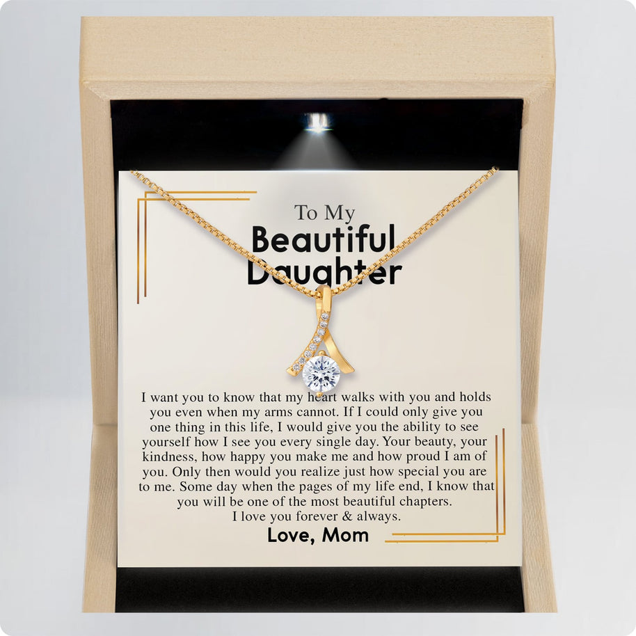 To My Daughter Necklace From Mom With Message Card - Most Beautiful Chapter of My Life