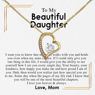 To My Daughter Necklace From Mom With Heartfelt Message Card, Jewelry For Daughter, Daughter Gift From Mom On Birthday, Wedding, Christmas, Graduation