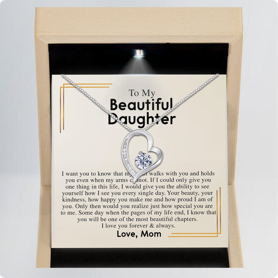 To My Daughter Necklace From Mom With Message Card - Most Beautiful Chapter of My Life
