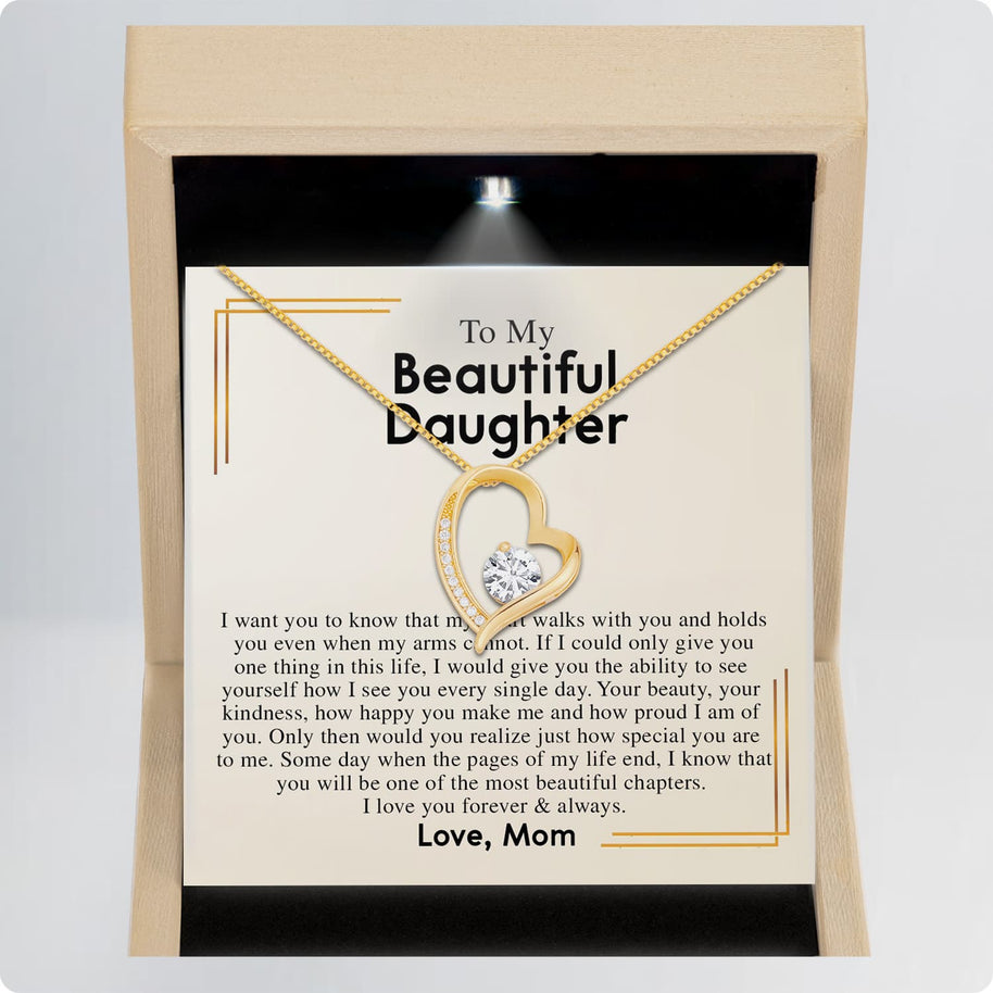 To My Daughter Necklace From Mom With Message Card - Most Beautiful Chapter of My Life