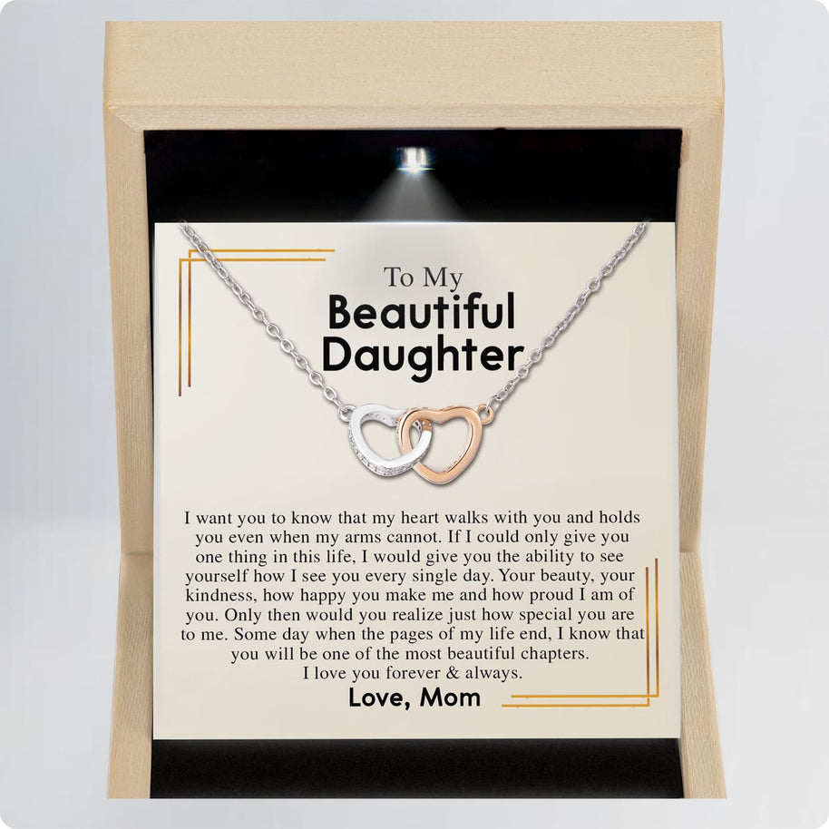 To My Daughter Necklace From Mom With Message Card - Most Beautiful Chapter of My Life
