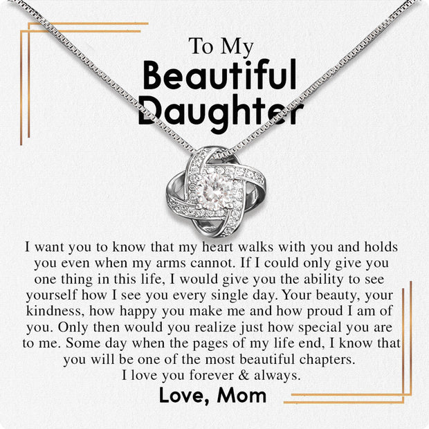 To My Daughter Necklace From Mom With Heartfelt Message Card, Jewelry For Daughter, Daughter Gift From Mom On Birthday, Wedding, Christmas, Graduation