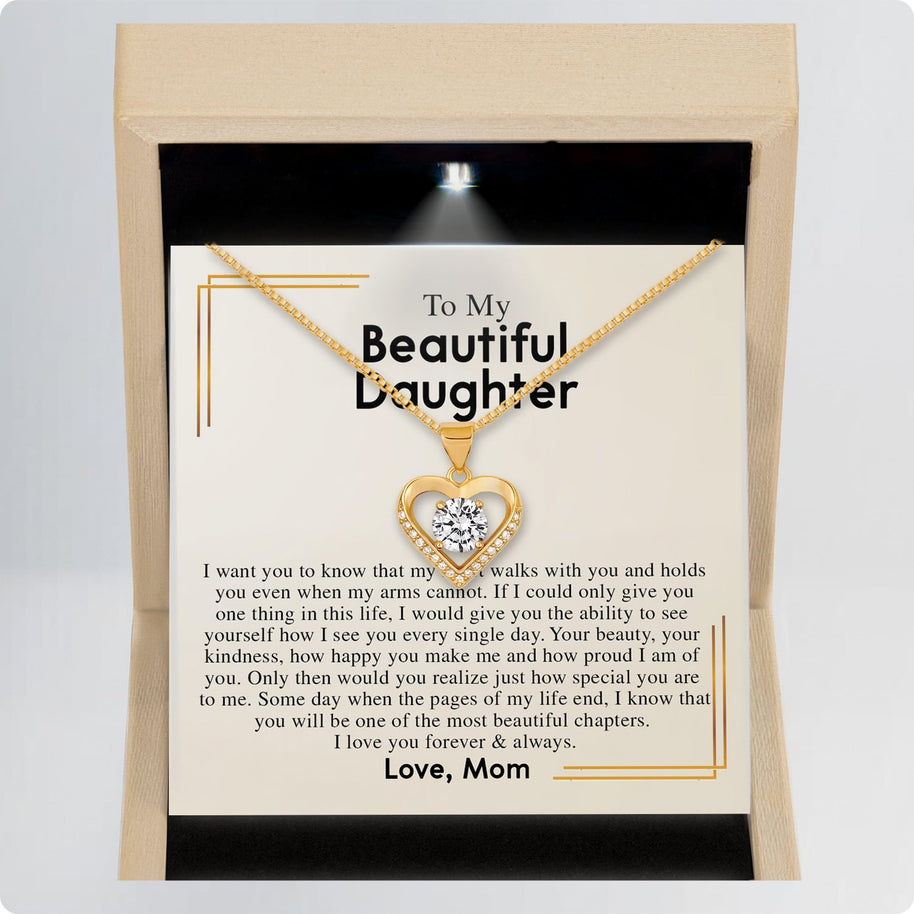 To My Daughter Necklace From Mom With Message Card - Most Beautiful Chapter of My Life